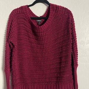 Express Waffle Knit Sweater in Rich Burgundy